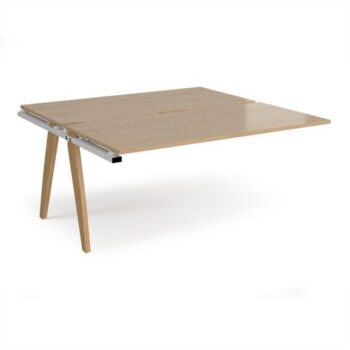 Fuze add on units back to back 1600mm x 1600mm with oak legs - white underframe Kendal Oak Top - FZ1616-AB-WH-KO