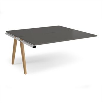Fuze add on units back to back 1600mm x 1600mm with oak legs - white underframe storm grey top - FZ1616-AB-WH-OG