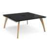 Fuze back to back desks 1600mm x 1600mm with oak legs - white underframe black top - FZ1616-WH-BK