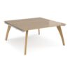 Fuze back to back desks 1600mm x 1600mm with oak legs - white underframe Kendal Oak Top - FZ1616-WH-KO