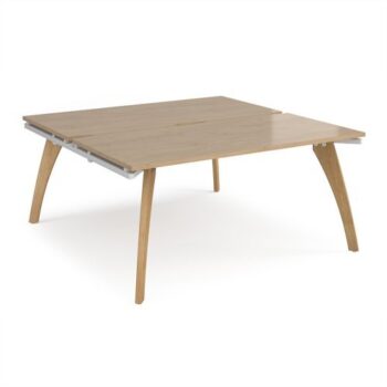 Fuze back to back desks 1600mm x 1600mm with oak legs - white underframe Kendal Oak Top - FZ1616-WH-KO