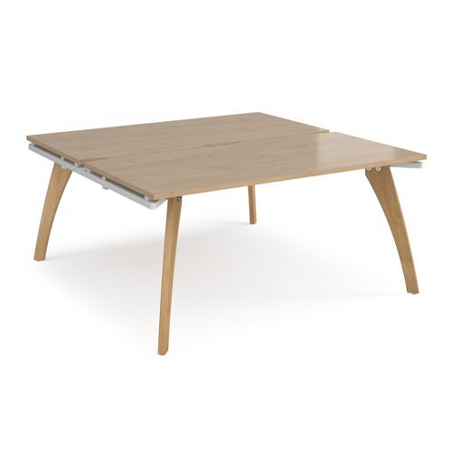 Fuze back to back desks 1600mm x 1600mm with oak legs - white underframe Kendal Oak Top - FZ1616-WH-KO