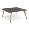 Fuze back to back desks 1600mm x 1600mm with oak legs - white underframe storm grey top - FZ1616-WH-OG