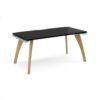 Fuze single desk 1600mm x 800mm with oak legs - white underframe black top - FZ168-WH-BK