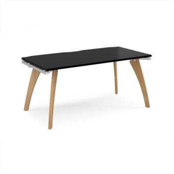 Fuze single desk 1600mm x 800mm with oak legs - white underframe black top - FZ168-WH-BK