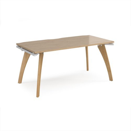 Fuze single desk 1600mm x 800mm with oak legs - white underframe Kendal Oak Top - FZ168-WH-KO