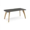 Fuze single desk 1600mm x 800mm with oak legs - white underframe storm grey top - FZ168-WH-OG