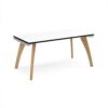 Fuze single desk 1600mm x 800mm with oak legs - white underframe White Top black edge - FZ168-WH-WK