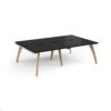 Fuze double back to back desks 2400mm x 1600mm with oak legs - white underframe black top - FZ2416-WH-BK