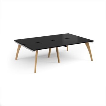 Fuze double back to back desks 2400mm x 1600mm with oak legs - white underframe black top - FZ2416-WH-BK