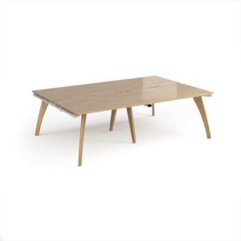 Fuze double back to back desks 2400mm x 1600mm with oak legs - white underframe Kendal Oak Top - FZ2416-WH-KO