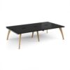 Fuze double back to back desks 2800mm x 1600mm with oak legs - white underframe black top - FZ2816-WH-BK