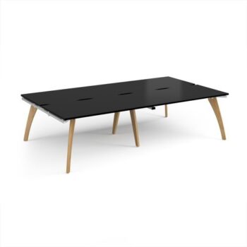 Fuze double back to back desks 2800mm x 1600mm with oak legs - white underframe black top - FZ2816-WH-BK