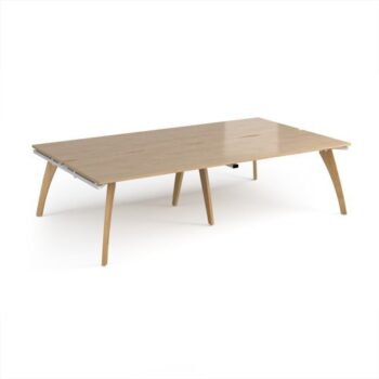Fuze double back to back desks 2800mm x 1600mm with oak legs - white underframe Kendal Oak Top - FZ2816-WH-KO