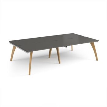 Fuze double back to back desks 2800mm x 1600mm with oak legs - white underframe storm grey top - FZ2816-WH-OG