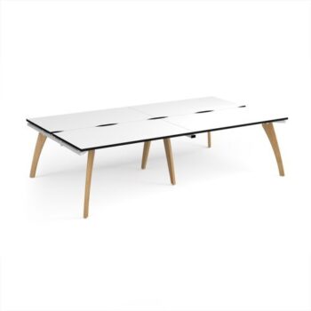 Fuze double back to back desks 2800mm x 1600mm with oak legs - white underframe White Top black edge - FZ2816-WH-WK