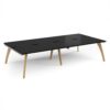 Fuze double back to back desks 3200mm x 1600mm with oak legs - white underframe black top - FZ3216-WH-BK