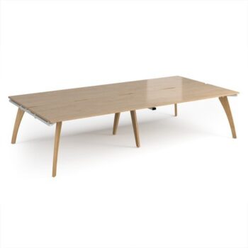 Fuze double back to back desks 3200mm x 1600mm with oak legs - white underframe Kendal Oak Top - FZ3216-WH-KO