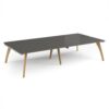 Fuze double back to back desks 3200mm x 1600mm with oak legs - white underframe storm grey top - FZ3216-WH-OG