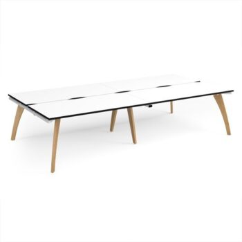 Fuze double back to back desks 3200mm x 1600mm with oak legs - white underframe White Top black edge - FZ3216-WH-WK