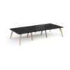 Fuze triple back to back desks 3600mm x 1600mm with oak legs - white underframe black top - FZ3616-WH-BK