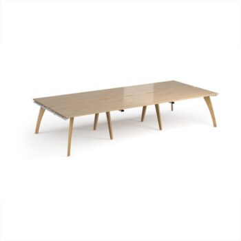 Fuze triple back to back desks 3600mm x 1600mm with oak legs - white underframe Kendal Oak Top - FZ3616-WH-KO