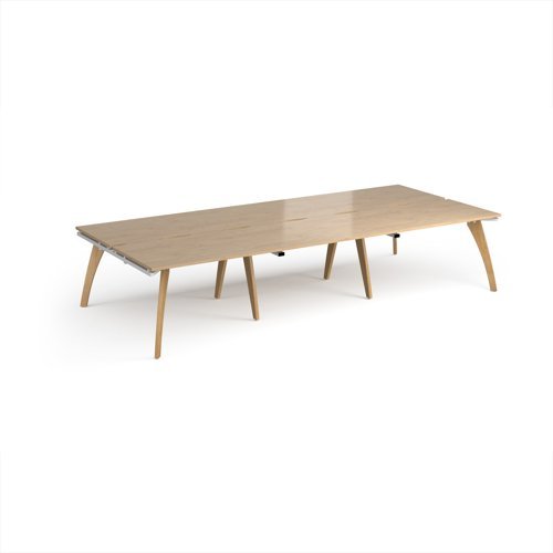 Fuze triple back to back desks 3600mm x 1600mm with oak legs - white underframe Kendal Oak Top - FZ3616-WH-KO