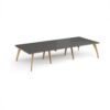 Fuze triple back to back desks 3600mm x 1600mm with oak legs - white underframe storm grey top - FZ3616-WH-OG