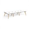 Fuze triple back to back desks 3600mm x 1600mm with oak legs - white underframe White Top black edge - FZ3616-WH-WK