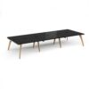 Fuze triple back to back desks 4200mm x 1600mm with oak legs - white underframe black top - FZ4216-WH-BK