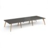 Fuze triple back to back desks 4200mm x 1600mm with oak legs - white underframe storm grey top - FZ4216-WH-OG
