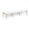 Fuze triple back to back desks 4200mm x 1600mm with oak legs - white underframe White Top black edge - FZ4216-WH-WK