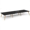 Fuze triple back to back desks 4800mm x 1600mm with oak legs - white underframe black top - FZ4816-WH-BK