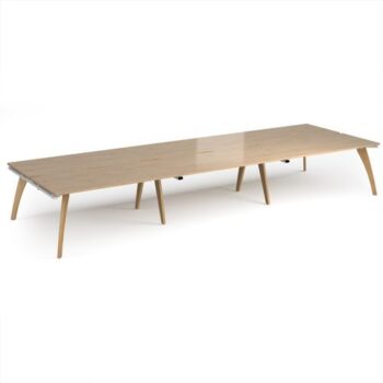 Fuze triple back to back desks 4800mm x 1600mm with oak legs - white underframe Kendal Oak Top - FZ4816-WH-KO