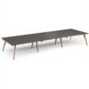 Fuze triple back to back desks 4800mm x 1600mm with oak legs - white underframe storm grey top - FZ4816-WH-OG