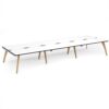 Fuze triple back to back desks 4800mm x 1600mm with oak legs - white underframe White Top black edge - FZ4816-WH-WK