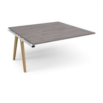 Fuze boardroom table add on unit 1600mm x 1600mm with oak legs - white underframe Grey Oak Top - FZBT1616-AB-WH-GO
