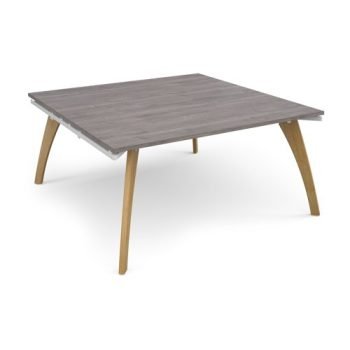 Fuze square boardroom table 1600mm x 1600mm with oak legs - white underframe Grey Oak Top - FZBT1616-WH-GO