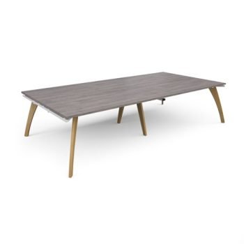 Fuze rectangular boardroom table 3200mm x 1600mm with oak legs - white underframe Grey Oak Top - FZBT3216-WH-GO