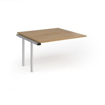 Connex Goal-Post 1200 x 1200 x 725mm Back to Back Add On Bay - Silver Frame / Oak Top - GCO1212-AB-S-O