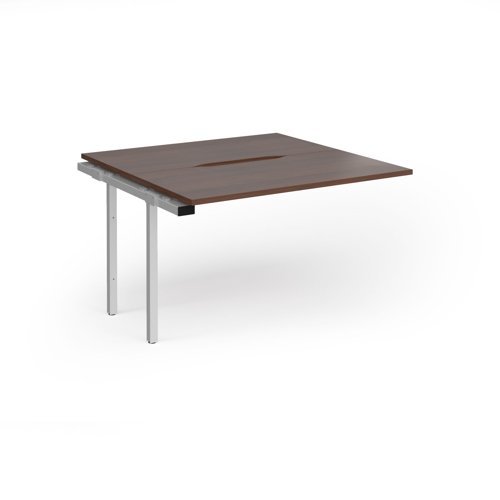 Connex Goal-Post 1200 x 1200 x 725mm Back to Back Add On Bay - Silver Frame / Walnut Top - GCO1212-AB-S-W