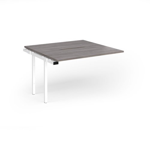 Connex Goal-Post 1200 x 1200 x 725mm Back to Back Add On Bay - White Frame / Grey Oak Top - GCO1212-AB-WH-GO