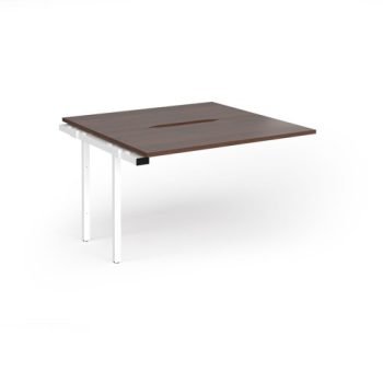 Connex Goal-Post 1200 x 1200 x 725mm Back to Back Add On Bay - White Frame / Walnut Top - GCO1212-AB-WH-W