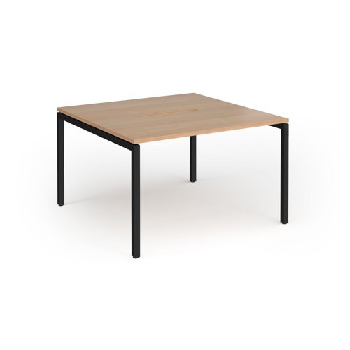 Connex Goal-Post 1200 x 1200 x 725mm Back to Back Desk ( 2 x 1200mm ) - Black Frame / Beech Top - GCO1212-K-B