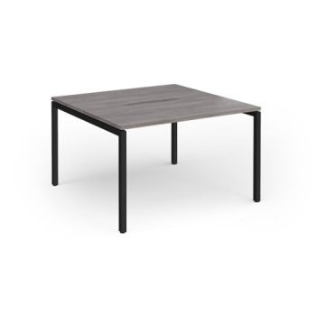 Connex Goal-Post 1200 x 1200 x 725mm Back to Back Desk ( 2 x 1200mm ) - Black Frame / Grey Oak Top - GCO1212-K-GO