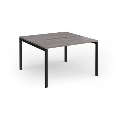 Connex Goal-Post 1200 x 1200 x 725mm Back to Back Desk ( 2 x 1200mm ) - Black Frame / Grey Oak Top - GCO1212-K-GO