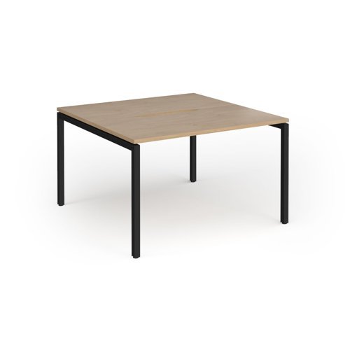 Connex Goal-Post 1200 x 1200 x 725mm Back to Back Desk ( 2 x 1200mm ) - Black Frame / Kendal Oak Top - GCO1212-K-KO