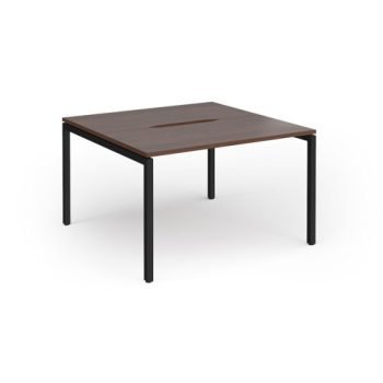 Connex Goal-Post 1200 x 1200 x 725mm Back to Back Desk ( 2 x 1200mm ) - Black Frame / Walnut Top - GCO1212-K-W