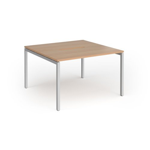 Connex Goal-Post 1200 x 1200 x 725mm Back to Back Desk ( 2 x 1200mm ) - Silver Frame / Beech Top - GCO1212-S-B