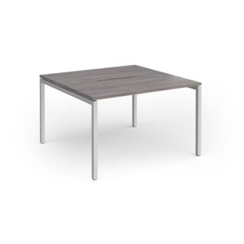 Connex Goal-Post 1200 x 1200 x 725mm Back to Back Desk ( 2 x 1200mm ) - Silver Frame / Grey Oak Top - GCO1212-S-GO